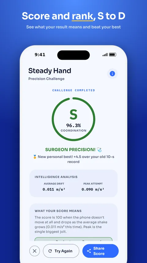 A rank S result with what the score means
