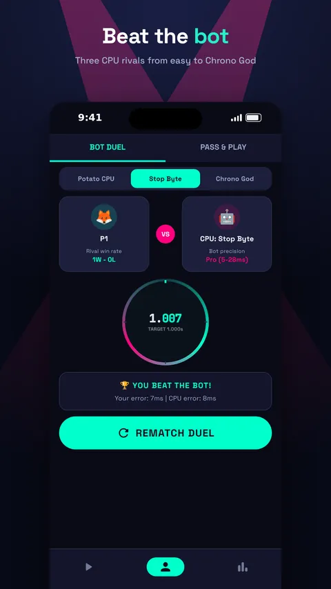 A bot duel against a CPU rival